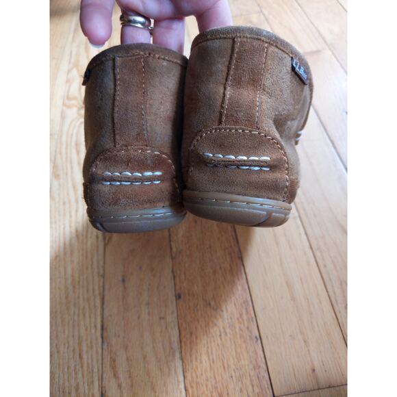 LL BEAN Mens Brown Suede Moccasin Slippers Sherpa Lined Size 8 Medium Classic - Picture 4 of 11